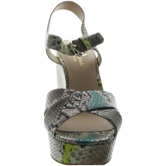 KATE SPADE GRACE LEATHER SNAKE PRINT PLATFORM SANDALS NWT - Picture 5 of 8